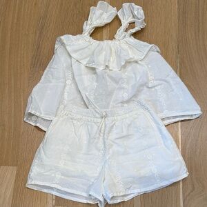 zara ivory  Embroidered Two-Piece Set